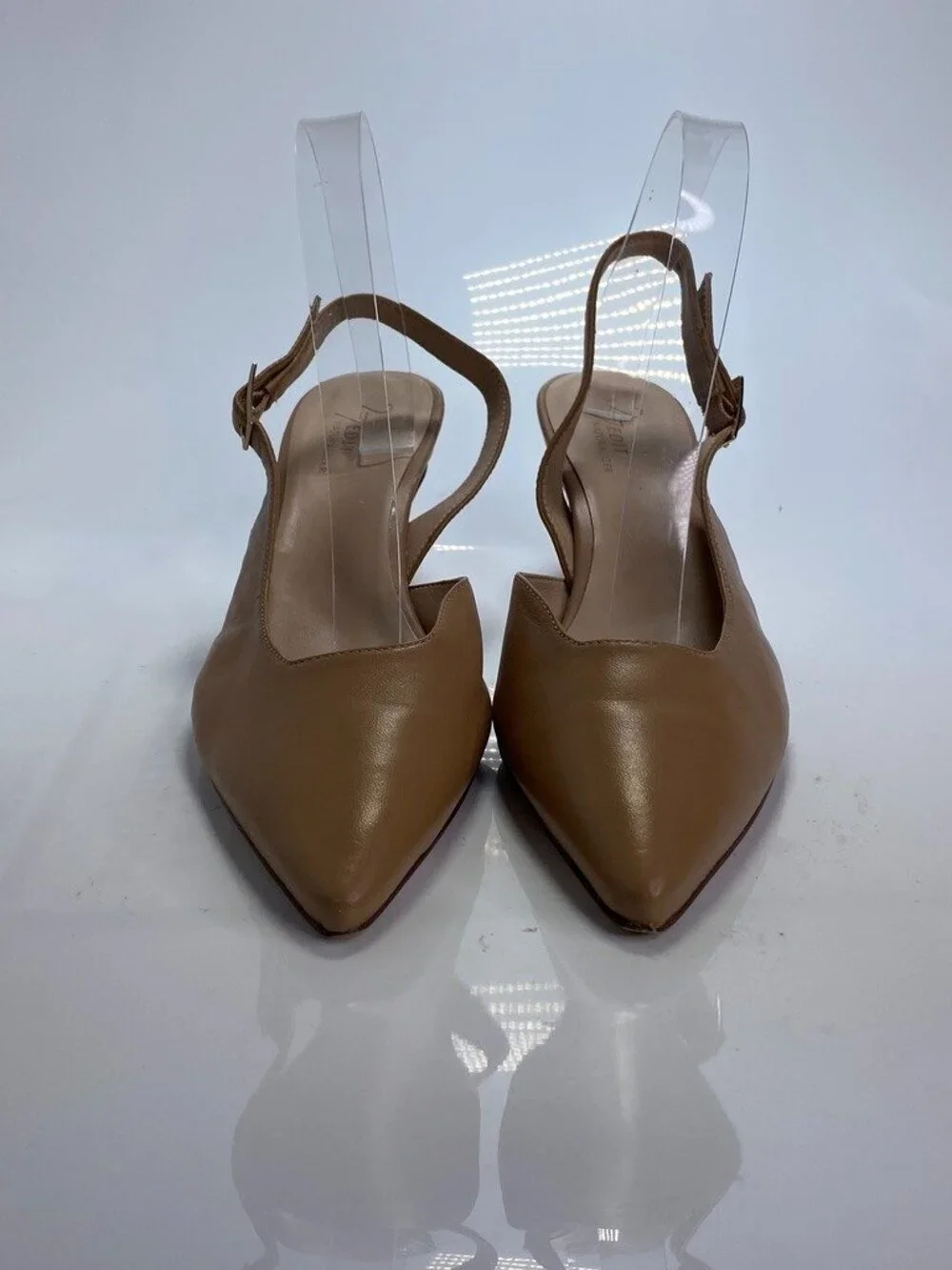 Naturalizer 27 Edit Women's Felicia Taupe Leather Pointy Slingback Heel Sz 9.5